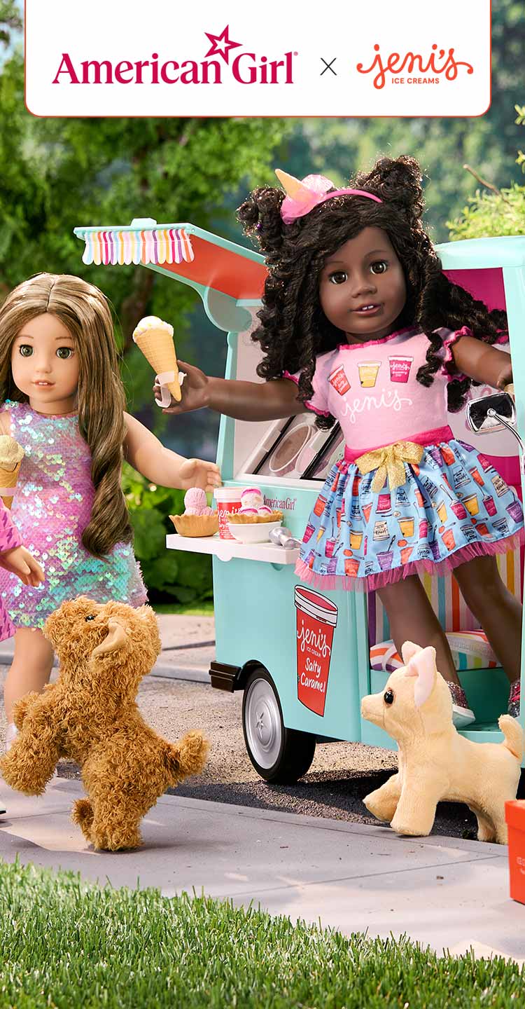 American Girl dolls with Jeni's ice cream accessories
