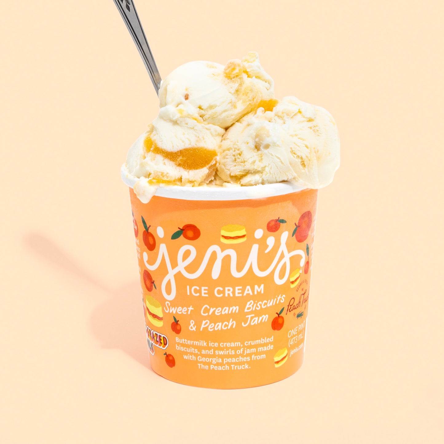 Sweet Cream Biscuits & Peach Jam Pint Jeni's Splendid Ice Creams   