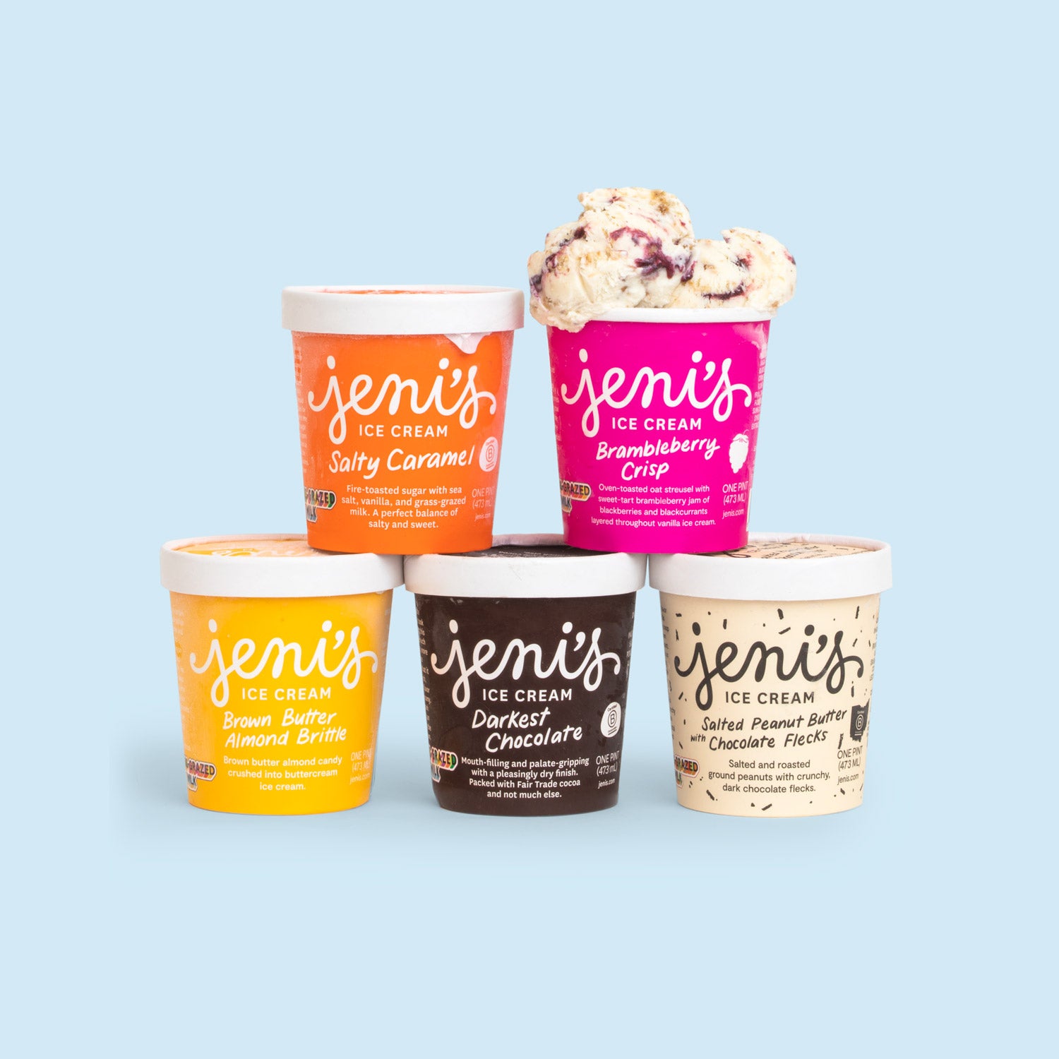 A cup filled with six vibrant flavors of ice cream from Jeni's Splendid Ice Creams, a top shop in Dallas.
